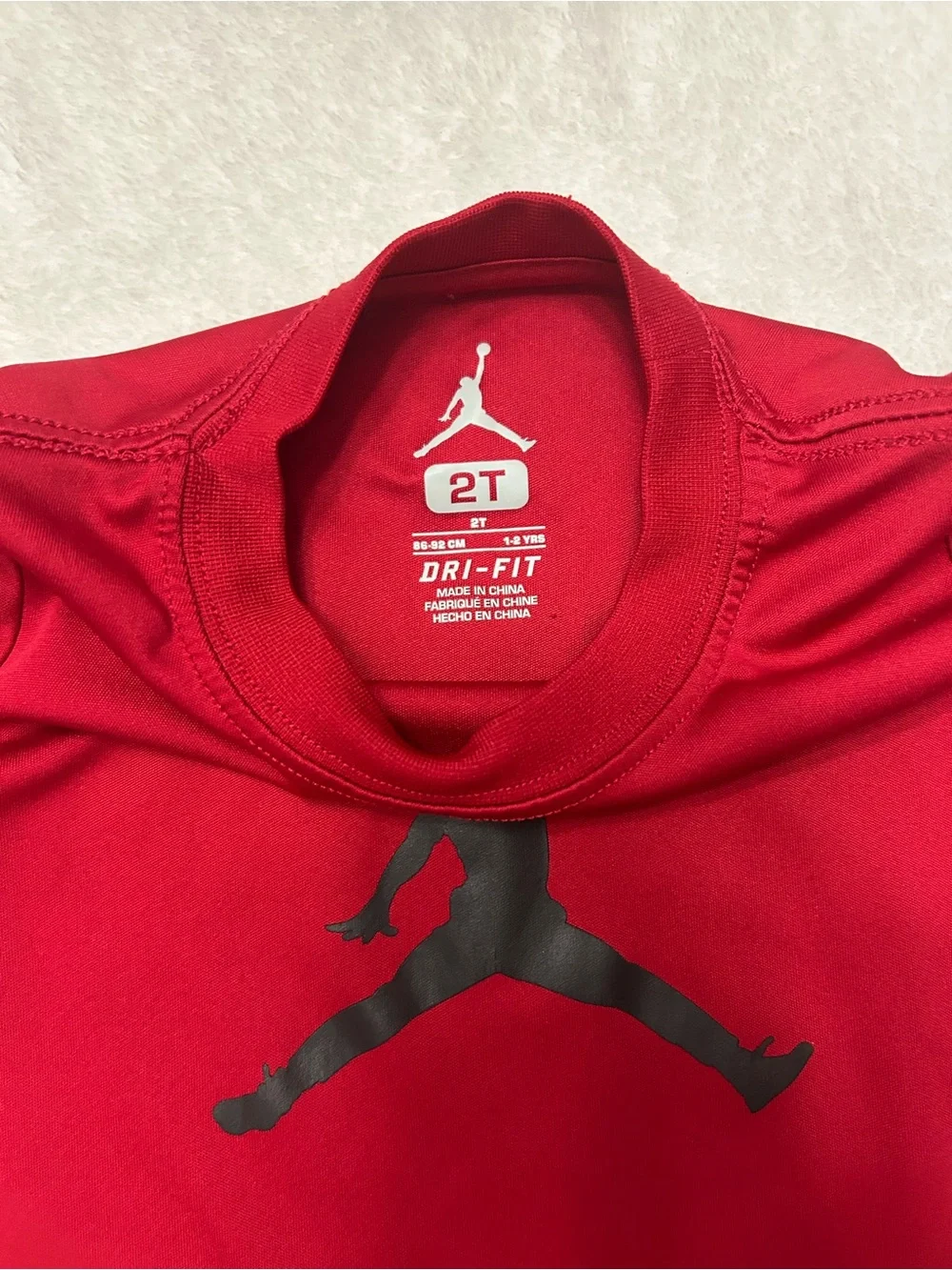 Nike Kids 2T Red Short Sleeve Dri-FIT Basketball Air Jordan Logo Tee